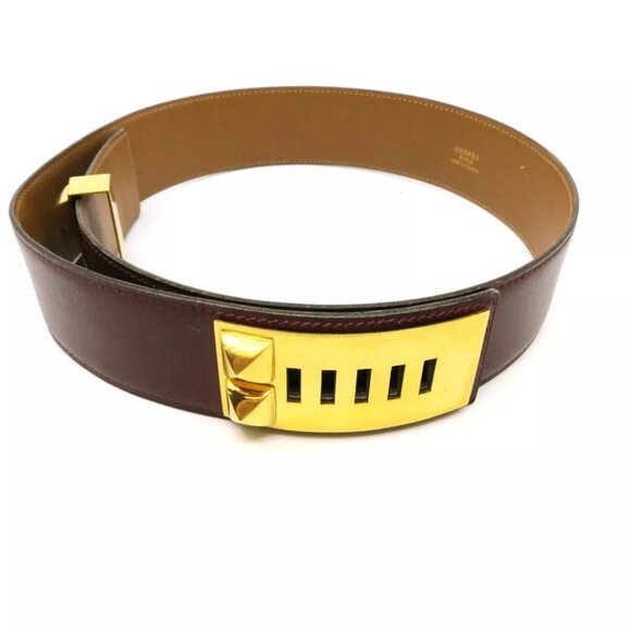 Authentic HERMES Medor Size:70cm/27inch Circle in O Belt Brown Leather main image 6